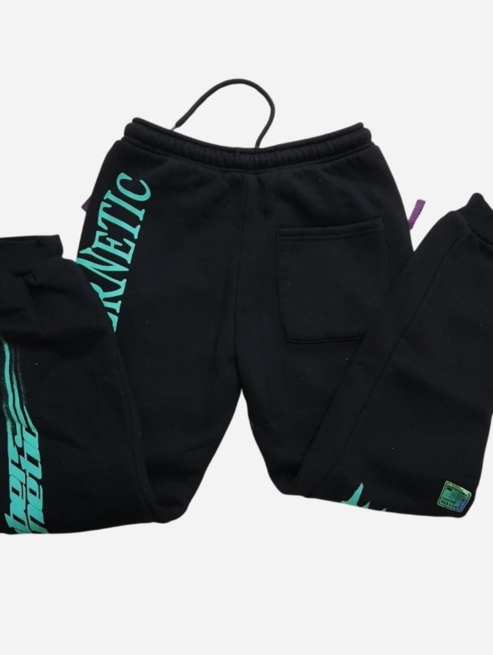 Bershka Black Oversized Joggers Futuristic Tech Graphic XS EUC - Picture 7 of 11